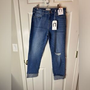 NEW Nature Denim 29 (8) Mom Medium Stone Cuffed Jeans Distressed